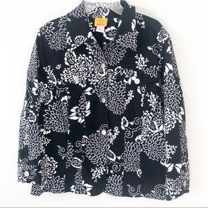 RUBY‎ RD 🖤🤍🖤 black white FLORAL jacket SZ 14